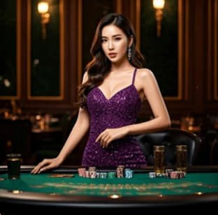 Suasana live dealer Fortune Ox dengan meja permainan dan dealer profesional
